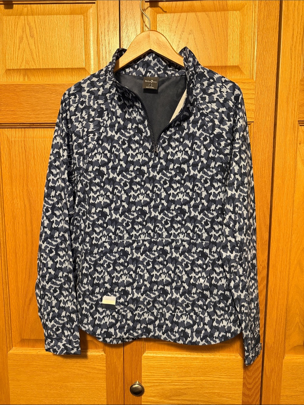 Belyn Key Navy and White Patterned Quarter-Zip Shirt Jacket Golf womens small